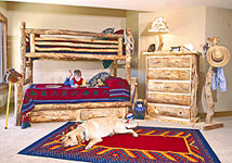 Rustic aspen log bunk bed