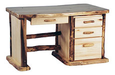 Rustic Aspen Log Office Desk